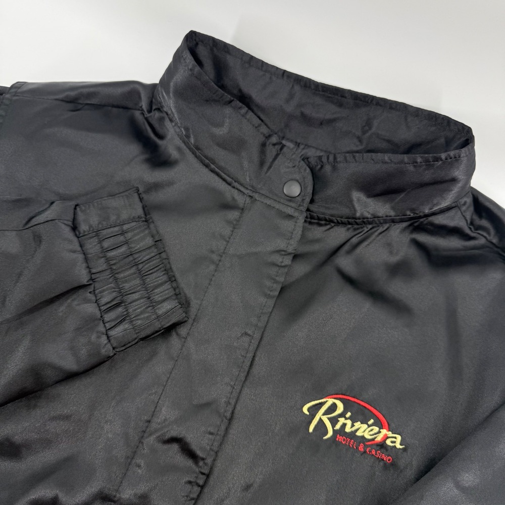 Vintage Riviera Hotel Casino Las Vegas Satin Bomber Jacket Size XL Riviera Blues